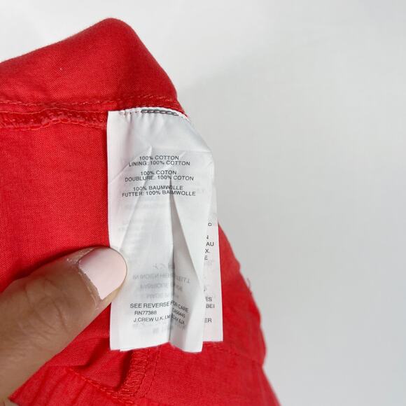 J Crew Womens XSmall XS Red Eyelet Shorts Cotton Pull On Waist Pockets Summer - Picture 10 of 12